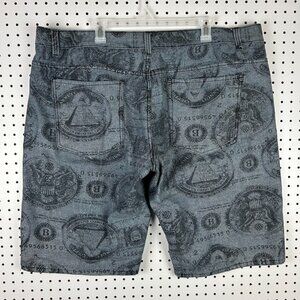 Young Rich & Famous Baggy Money Shorts Size 44 NYC Blue‎ Gray Hip Hop Gangster
